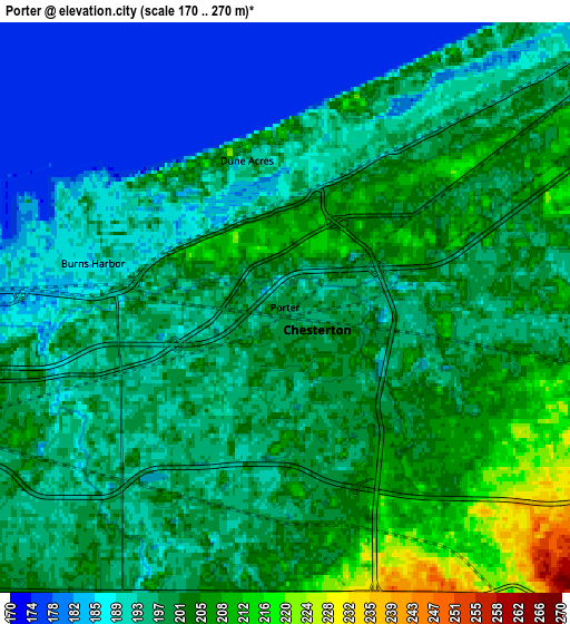 Zoom OUT 2x Porter, United States elevation map