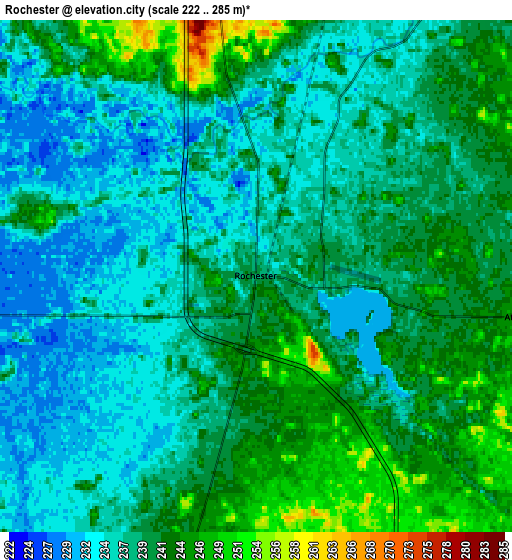 Zoom OUT 2x Rochester, United States elevation map