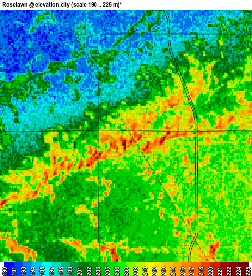 Zoom OUT 2x Roselawn, United States elevation map