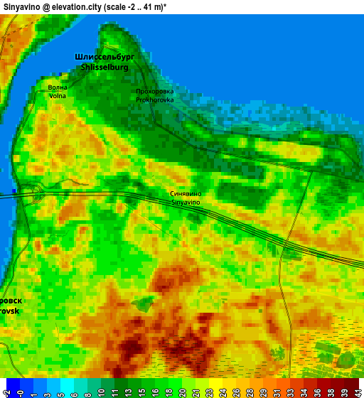 Zoom OUT 2x Sinyavino, Russia elevation map