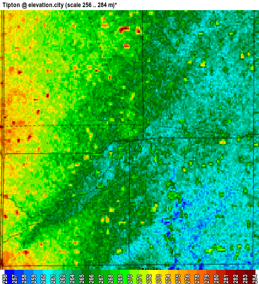 Zoom OUT 2x Tipton, United States elevation map