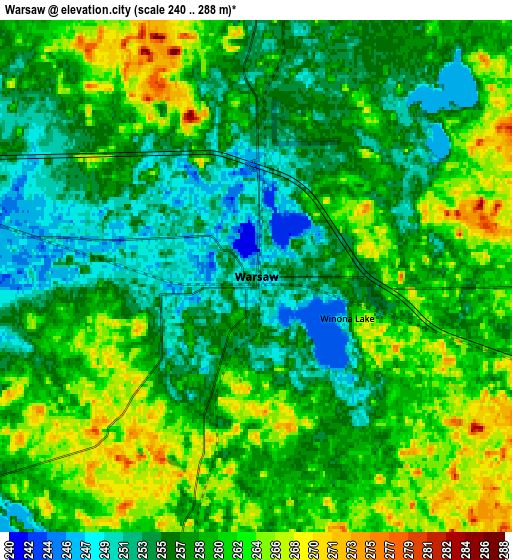 Zoom OUT 2x Warsaw, United States elevation map