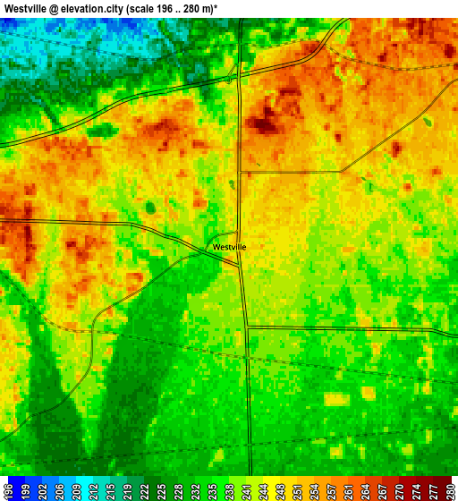 Zoom OUT 2x Westville, United States elevation map