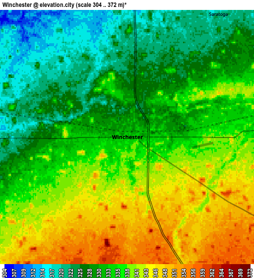 Zoom OUT 2x Winchester, United States elevation map