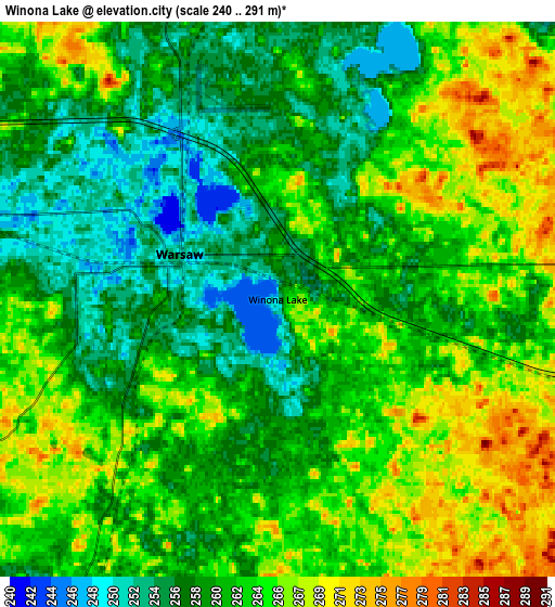 Zoom OUT 2x Winona Lake, United States elevation map