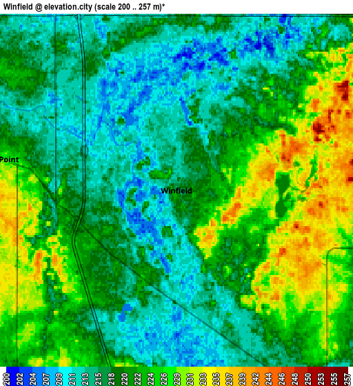 Zoom OUT 2x Winfield, United States elevation map