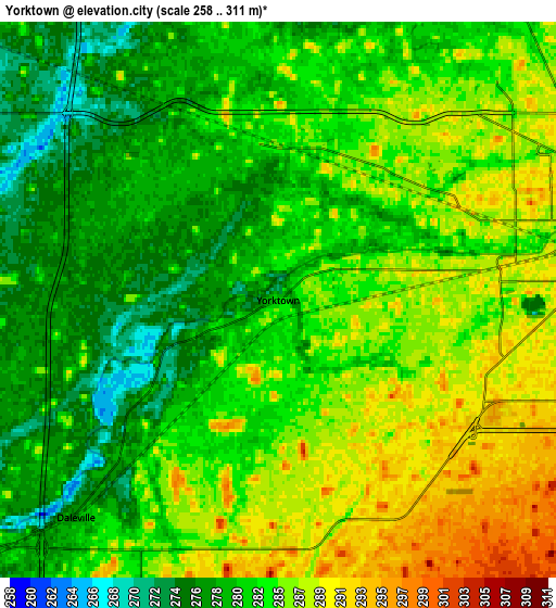 Zoom OUT 2x Yorktown, United States elevation map