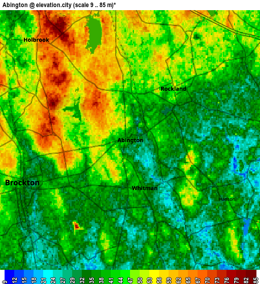 Zoom OUT 2x Abington, United States elevation map