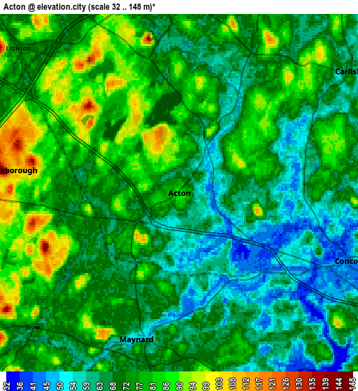 Zoom OUT 2x Acton, United States elevation map