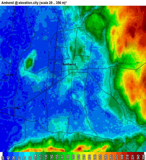 Zoom OUT 2x Amherst, United States elevation map