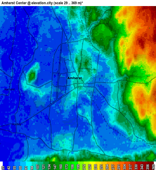 Zoom OUT 2x Amherst Center, United States elevation map