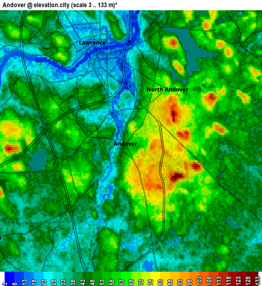 Zoom OUT 2x Andover, United States elevation map