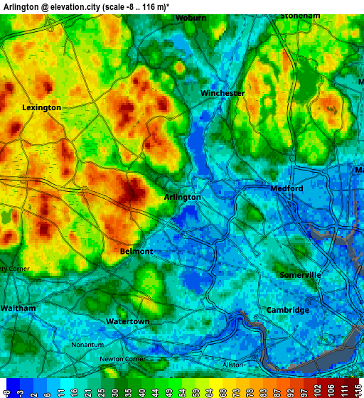 Zoom OUT 2x Arlington, United States elevation map