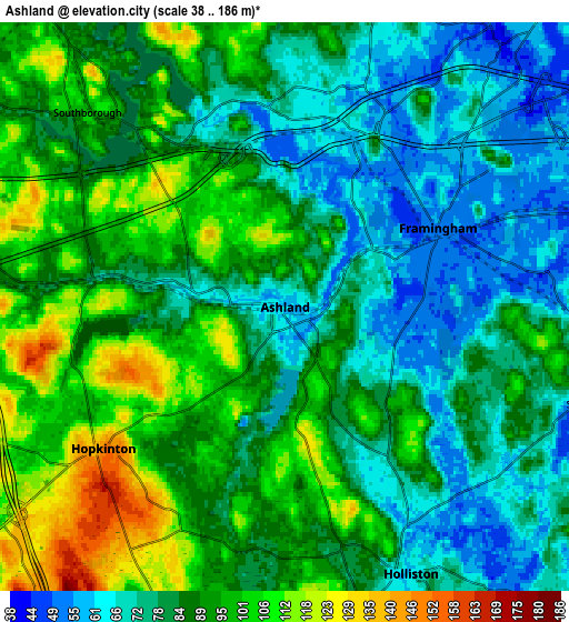 Zoom OUT 2x Ashland, United States elevation map