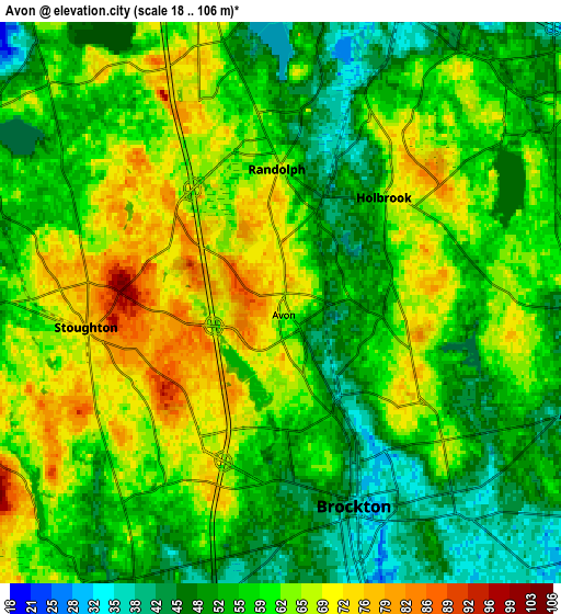 Zoom OUT 2x Avon, United States elevation map