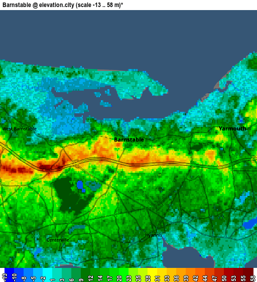 Zoom OUT 2x Barnstable, United States elevation map