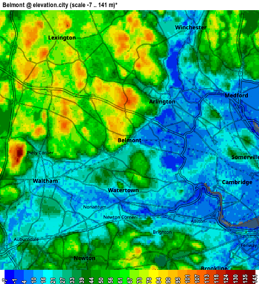 Zoom OUT 2x Belmont, United States elevation map