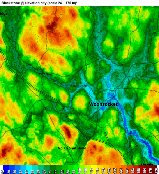 Zoom OUT 2x Blackstone, United States elevation map