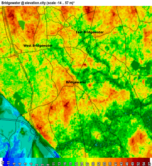 Zoom OUT 2x Bridgewater, United States elevation map