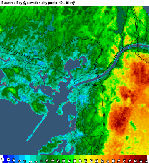 Zoom OUT 2x Buzzards Bay, United States elevation map