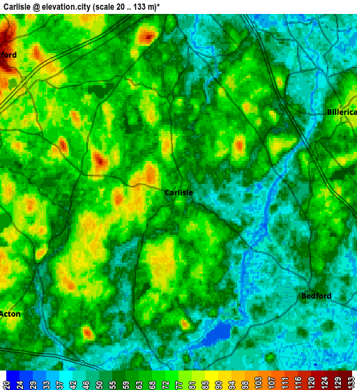 Zoom OUT 2x Carlisle, United States elevation map