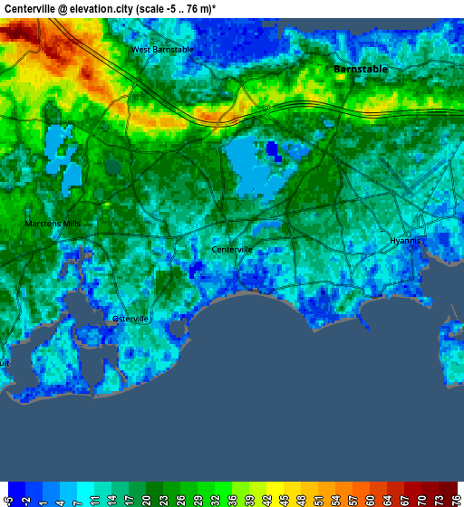 Zoom OUT 2x Centerville, United States elevation map