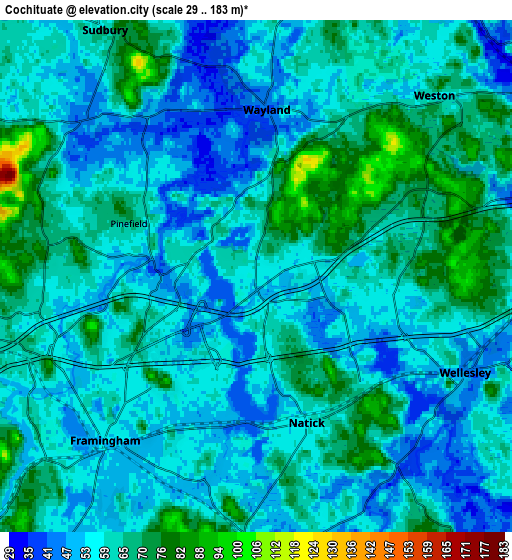 Zoom OUT 2x Cochituate, United States elevation map