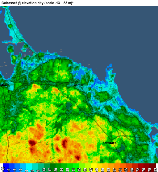 Zoom OUT 2x Cohasset, United States elevation map