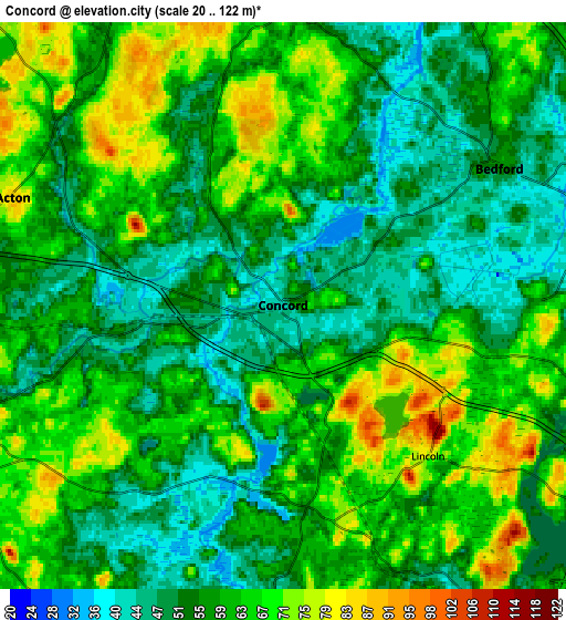 Zoom OUT 2x Concord, United States elevation map