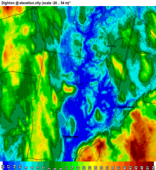 Zoom OUT 2x Dighton, United States elevation map