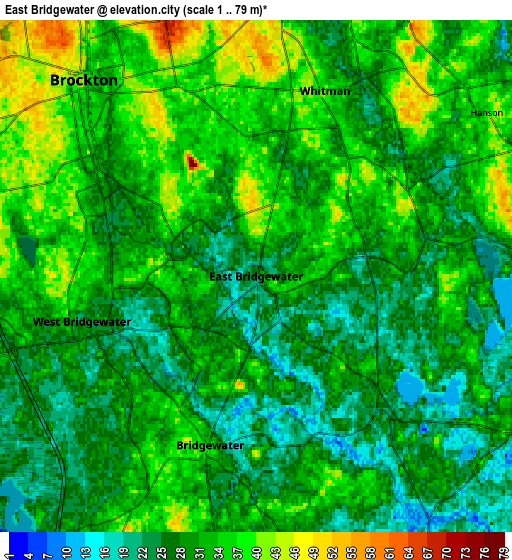 Zoom OUT 2x East Bridgewater, United States elevation map