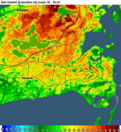 Zoom OUT 2x East Harwich, United States elevation map