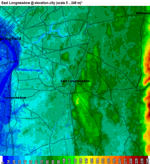 Zoom OUT 2x East Longmeadow, United States elevation map