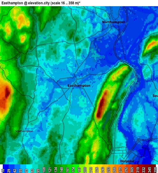 Zoom OUT 2x Easthampton, United States elevation map