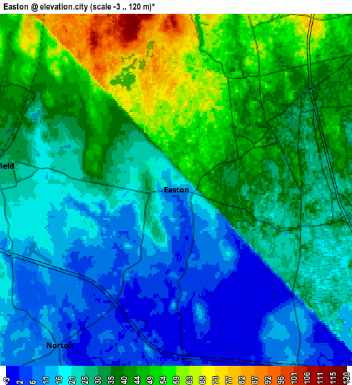 Zoom OUT 2x Easton, United States elevation map