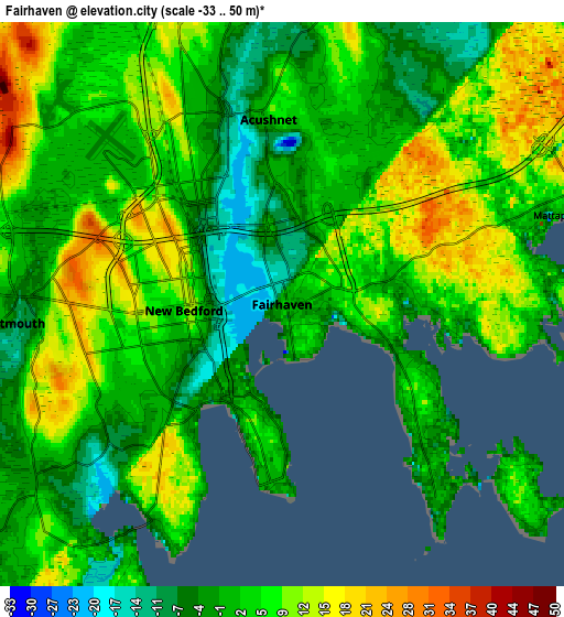 Zoom OUT 2x Fairhaven, United States elevation map