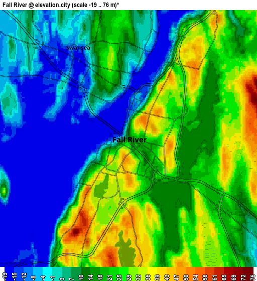 Zoom OUT 2x Fall River, United States elevation map