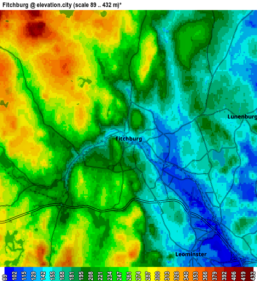 Zoom OUT 2x Fitchburg, United States elevation map