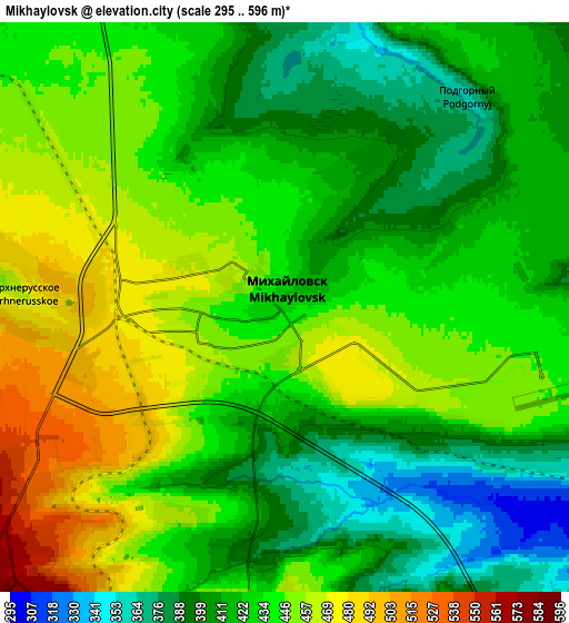 Zoom OUT 2x Mikhaylovsk, Russia elevation map