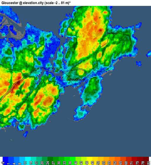 Zoom OUT 2x Gloucester, United States elevation map