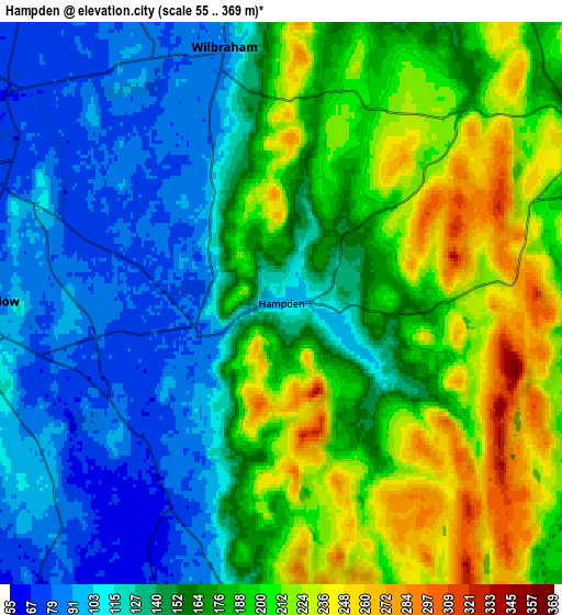 Zoom OUT 2x Hampden, United States elevation map