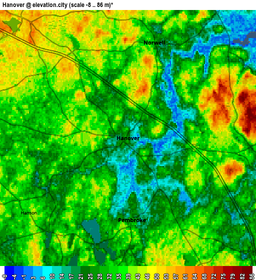 Zoom OUT 2x Hanover, United States elevation map