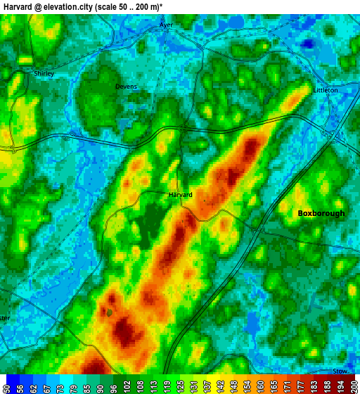 Zoom OUT 2x Harvard, United States elevation map