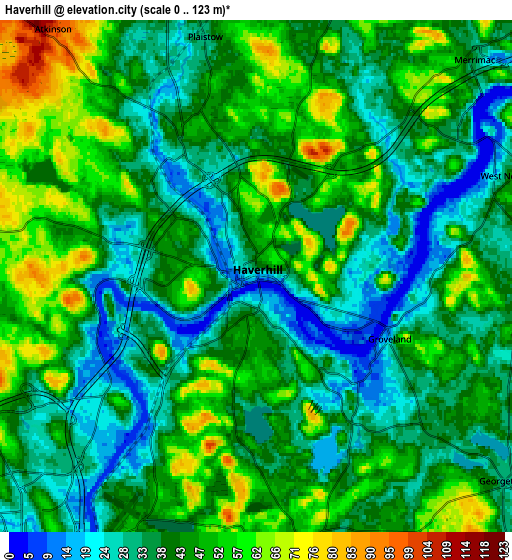 Zoom OUT 2x Haverhill, United States elevation map
