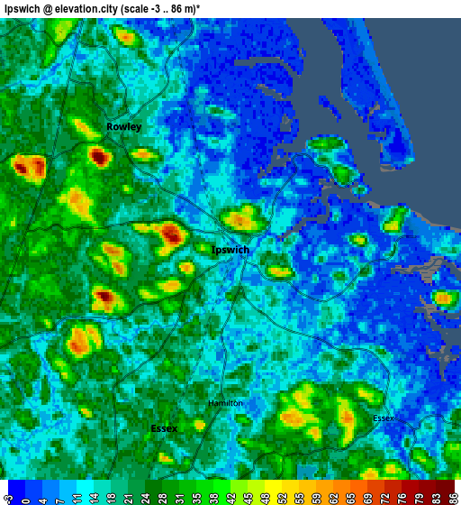 Zoom OUT 2x Ipswich, United States elevation map