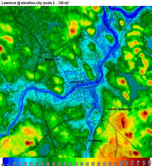 Zoom OUT 2x Lawrence, United States elevation map