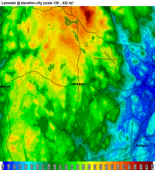 Zoom OUT 2x Leicester, United States elevation map