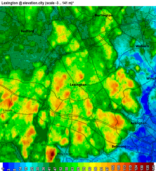 Zoom OUT 2x Lexington, United States elevation map