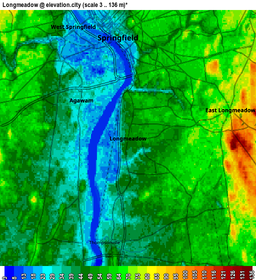 Zoom OUT 2x Longmeadow, United States elevation map