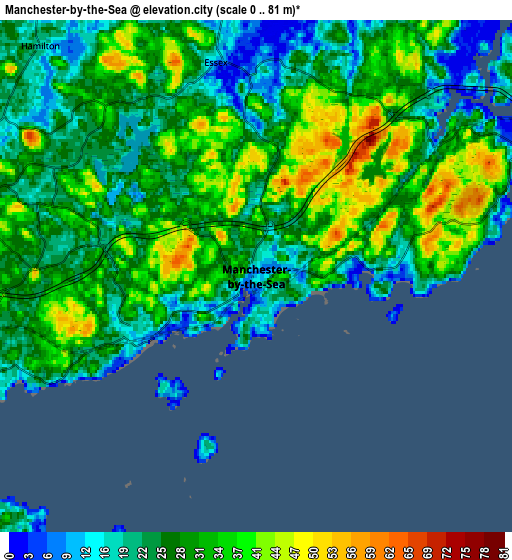 Zoom OUT 2x Manchester-by-the-Sea, United States elevation map